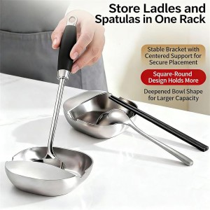 2026 New 304 Stainless Steel Spoon Rest & Multipurpose Kitchen Utensil Holder,Self-Standing Ladle Holder With Stable Base For Stove Top & Kitchen Counter, Heat Resistant & Dishwasher Safe (1pcs)