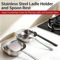 2026 New 304 Stainless Steel Spoon Rest & Multipurpose Kitchen Utensil Holder,Self-Standing Ladle Holder With Stable Base For Stove Top & Kitchen Counter, Heat Resistant & Dishwasher Safe (3pcs)