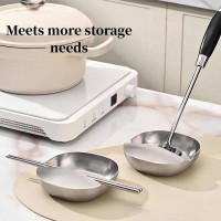 304 Stainless Steel Spoon Rest & Multipurpose Kitchen Utensil Holder, Spoon Rest Stainless Steel with Stable and Non-Slip, Keep Your Desk Clean for Spatulas Holding Nuts and Fruit (Silver*1)