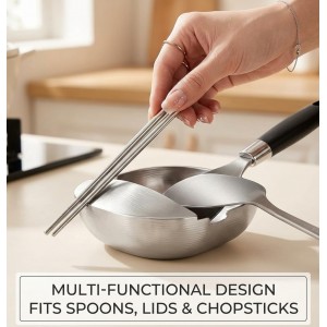 304 Stainless Steel Spoon Rest & Multipurpose Kitchen Utensil Holder, Self-Standing Spoon Holder With Stable Base & Non-Slip Tray, Easy To Clean Countertop Organizer For Kitchen Counter (3pcs)