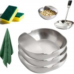 304 Stainless Steel Spoon Rest & Multipurpose Kitchen Utensil Holder, Self-Standing Spoon Holder With Stable Base & Non-Slip Tray, Easy To Clean Countertop Organizer For Kitchen Counter (3pcs)