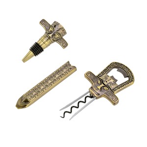 Professional Wine Opener Set for Old & Fragile Corks - 3-in-1 Cork Extractor Removes Older Wine Corks Whole & Intact, Beer Bottle Opener with Elegant Zinc Alloy Base & Stopper Set