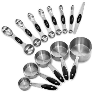 EDELIN Measuring Cups and Magnetic Measuring Spoons Set, Stainless Steel 5 Cups and 7 Spoons