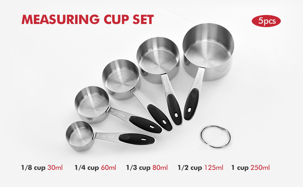 EDELIN Measuring Cups and Magnetic Measuring Spoons Set, Stainless Steel 5 Cups and 7 Spoons