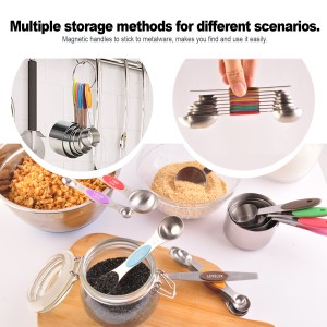 EDELIN Measuring Cups and Magnetic Measuring Spoons Set, Stainless Steel 5 Cups and 7 Spoons