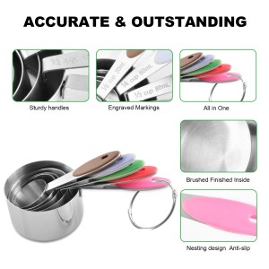 EDELIN Measuring Cups and Magnetic Measuring Spoons Set, Stainless Steel 5 Cups and 7 Spoons