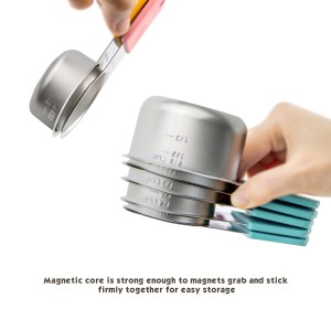 EDELIN Full magnetic measring cups 18/8 stainless steel cup set of 7 peice silicone soft handles