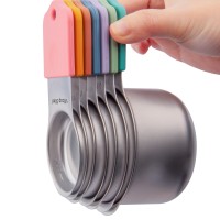 EDELIN Full magnetic measring cups 18/8 stainless steel cup set of 7 peice silicone soft handles