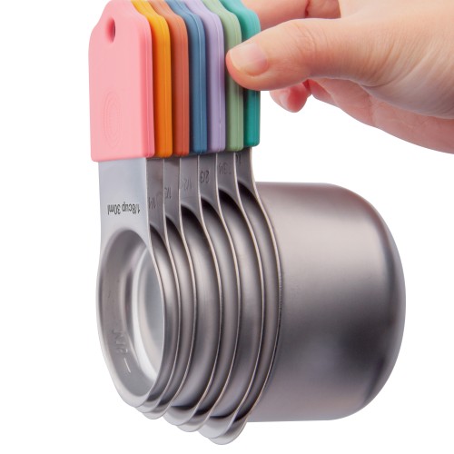 EDELIN Full magnetic measring cups 18/8 stainless steel cup set of 7 peice silicone soft handles