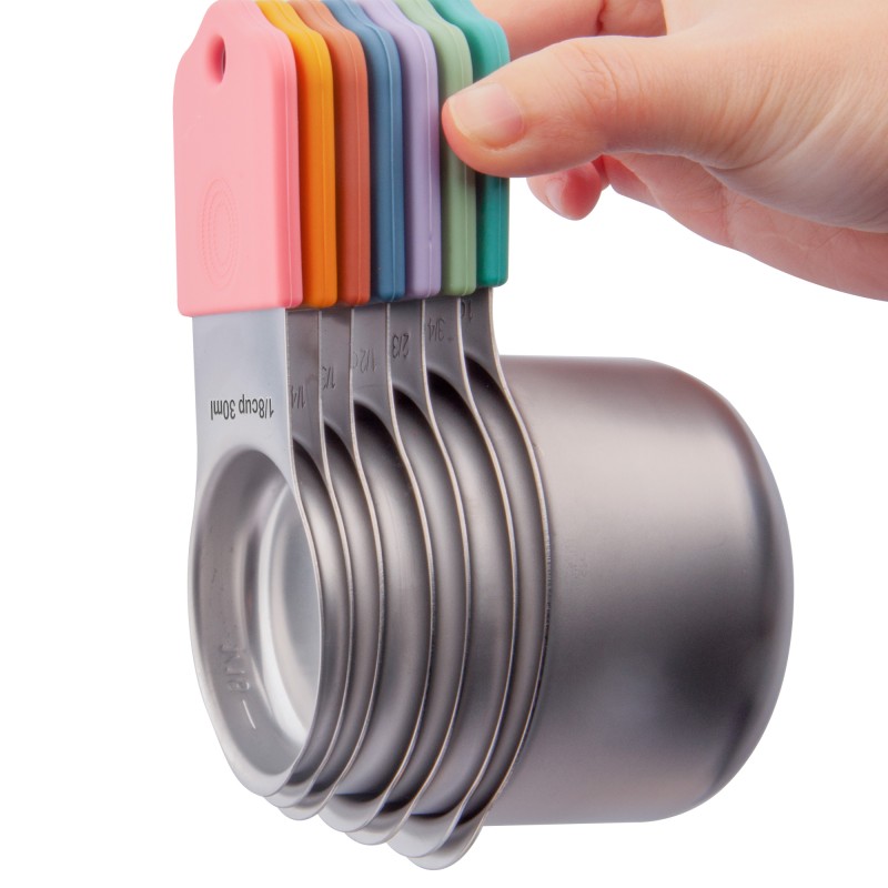EDELIN Full magnetic measring cups 18/8 stainless steel cup set of 7 peice silicone soft handles