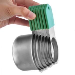 EDELIN Full magnetic measring cups 18/8 stainless steel cup set of 7 peice silicone soft handles