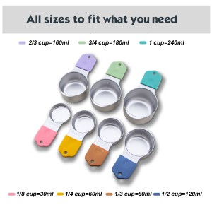 EDELIN Full magnetic measring cups 18/8 stainless steel cup set of 7 peice silicone soft handles
