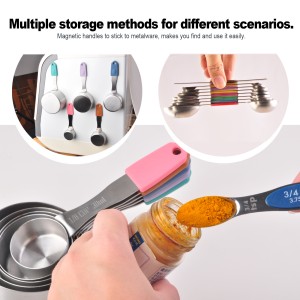 EDELIN Magnetic Measuring Cups and Spoons Set, Stainless Steel, 5 Cups and 7 Spoons, with 1 Leveler