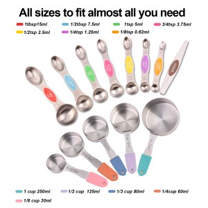 EDELIN Magnetic Measuring Cups and Spoons Set, Stainless Steel, 5 Cups and 7 Spoons, with 1 Leveler
