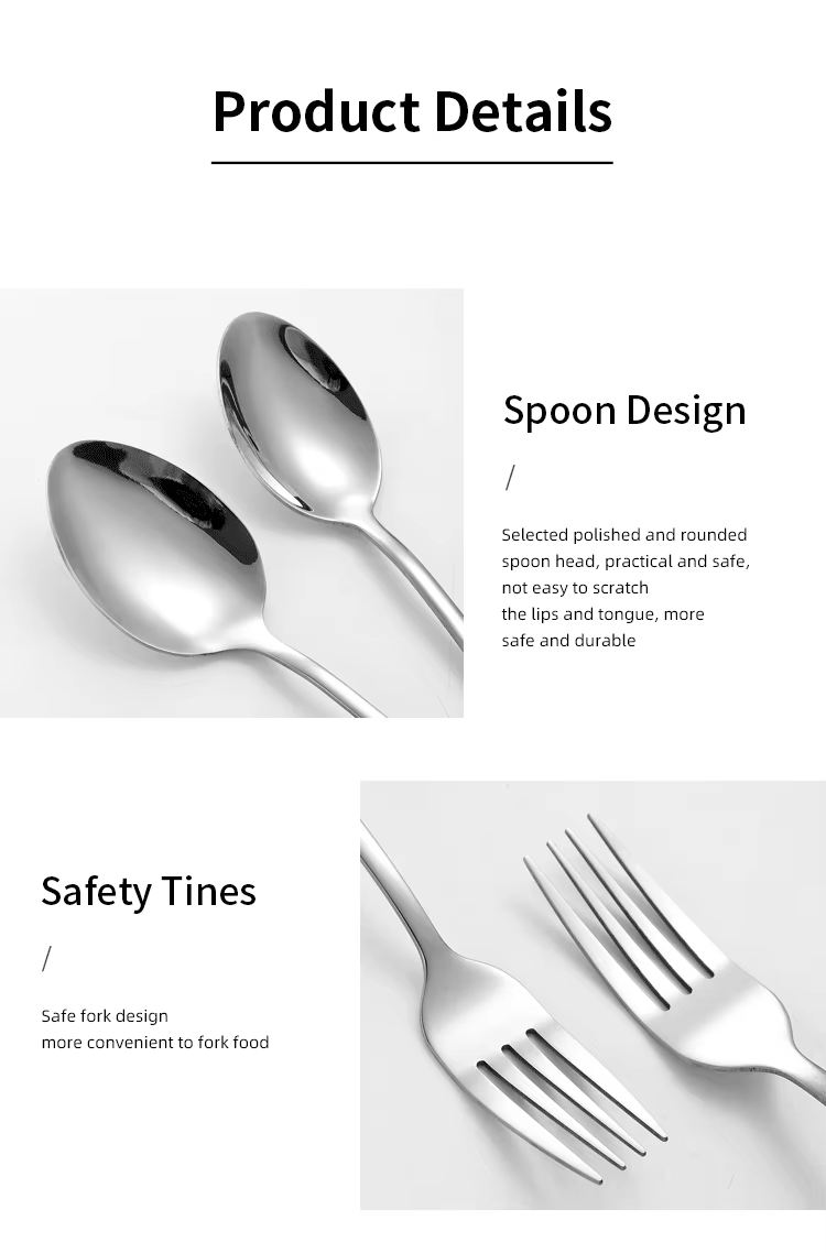 Stainless Steel Food Grade Table Spoon Dessert Coffee Salad Spoon Steak Knife Dinner Fork Tea Spoon Wholesale