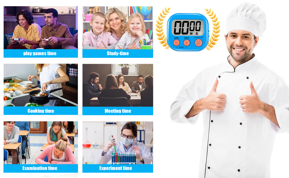 Multi-Function Electronic Timer - Magnetic Digital Timers Big LCD Display The Loud/Silent Switch Countdown Timer Extensively Use in Break Time, Cooking,Gym, Meeting, Classroom