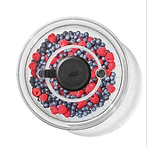 OXO Good Grips Salad Spinner | Lettuce Spinner | Fruit Washer | Fruit Washing Bowl with Strainer | Vegetable Cleaner | Salad Cleaner | Lettuce Washer | 6.22 Quart Capacity