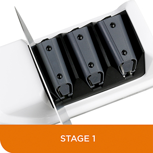 Chef'sChoice Professional Electric Knife Sharpeners With 100-Percent Diamond Abrasives And Precision Angle Guides For 20-Degree Straight-Edge and Serrated Knives, 3-Stage, White