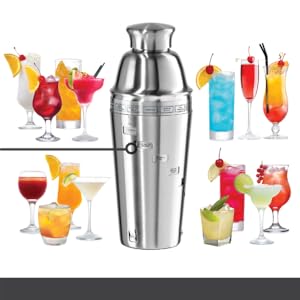 OGGI Dial A Drink Cocktail Shaker - Stainless Steel, 15 Recipes, Built in Strainer, 34 oz - The Original and Only Dial A Drink - Ideal Home Bar Drink Mixer, Bartender Kit, Essential Bar Accessories