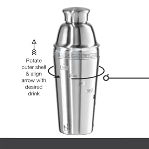 OGGI Dial A Drink Cocktail Shaker - Stainless Steel, 15 Recipes, Built in Strainer, 34 oz - The Original and Only Dial A Drink - Ideal Home Bar Drink Mixer, Bartender Kit, Essential Bar Accessories