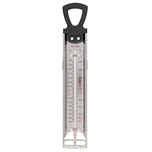 Taylor Stainless Steel Candy and Deep Fry Thermometer, 12-Inch Analog Paddle with Pan Clip, Ideal for Frying, Sugar, Brewing, Syrup, and More