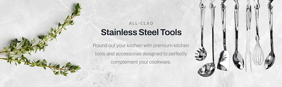 All-Clad Specialty Stainless Steel Kitchen Gadgets Pasta Ladle Kitchen Tools, Kitchen Hacks Silver