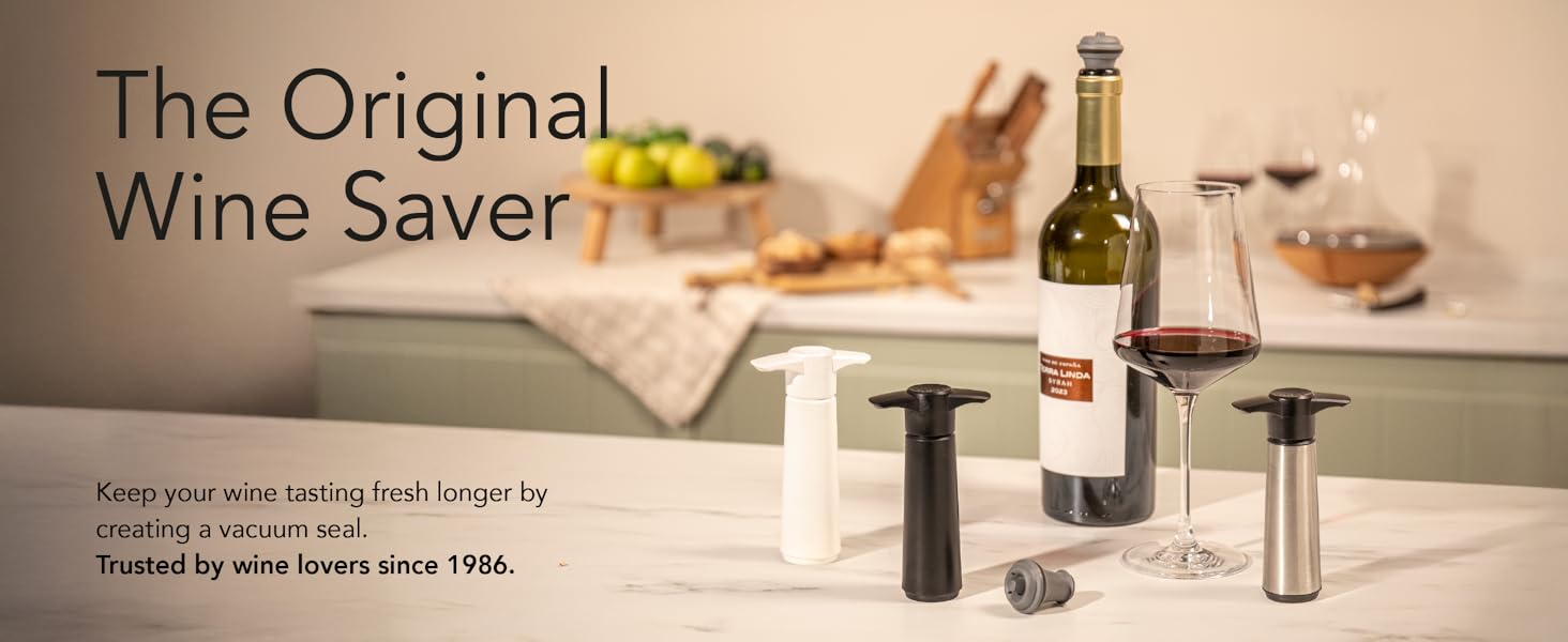 Vacu Vin Wine Saver Vacuum Stoppers – Set of 4 – Gray – Airtight Seal for Opened Bottles to Preserve Freshness Up to 10 Days – Food-Grade Rubber – Reusable & Dishwasher Safe