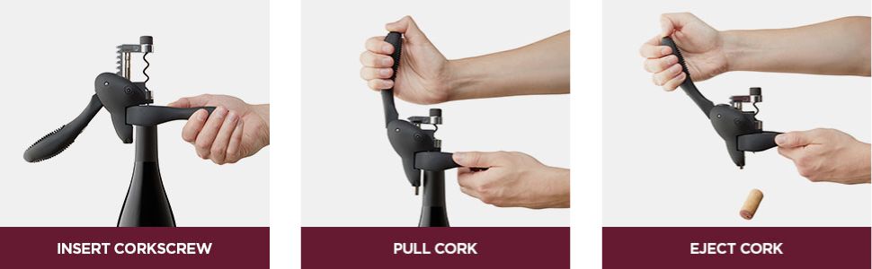 Rabbit Original Lever Corkscrew Wine Opener with Foil Cutter and Extra Spiral (Silver)