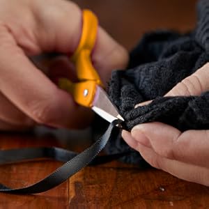 Fiskars Premier No. 5 Micro-Tip Orange-Handled Fabric Scissors, Double Loop Handle, Sewing and Craft Scissors, Orange