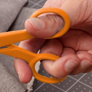 Fiskars Premier No. 5 Micro-Tip Orange-Handled Fabric Scissors, Double Loop Handle, Sewing and Craft Scissors, Orange