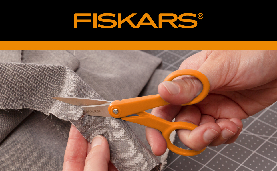 Fiskars Premier No. 5 Micro-Tip Orange-Handled Fabric Scissors, Double Loop Handle, Sewing and Craft Scissors, Orange