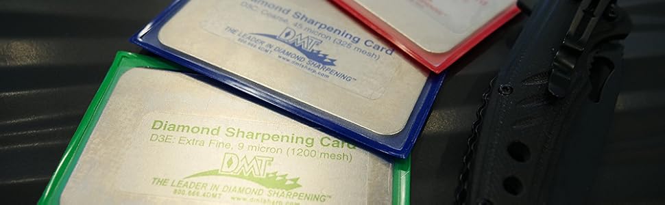 Diamond Machining Technology (DMT) Dia-Sharp Diamond Sharpening Stone Credit Card, Extra Fine, Fine & Coarse, 3 Pack