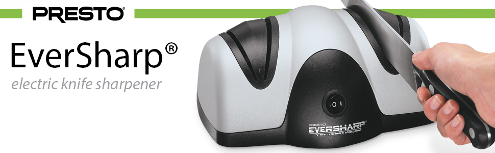 Presto 08800 EverSharp Electric Knife Sharpener, 2-Stage System, Silver/Black