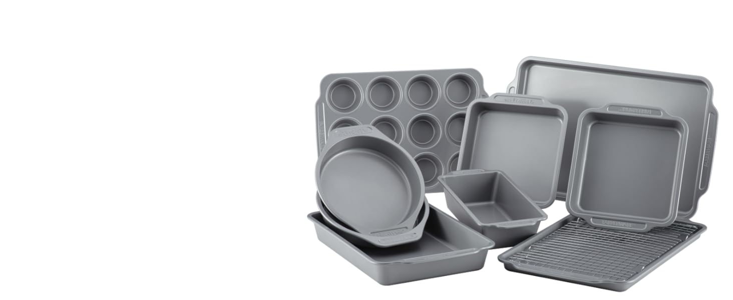 Farberware Nonstick Bakeware Baking Pan / Nonstick Cake Pan, Round - 9 Inch, Gray, 1 Count (Pack of 1)