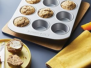 Farberware 12-c. Nonstick Nonstick Bakeware Muffin Pan, Gray