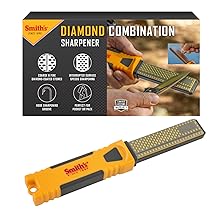 Smith's DCS4 4” Diamond Combination Sharpener - Double Sided Stone - Outdoor Field Knife Sharpener - Fish Hook & Pointed Tools Micro Sharpener - Lightweight, Compact, Handheld