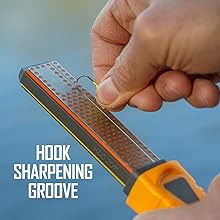 Smith's DCS4 4” Diamond Combination Sharpener - Double Sided Stone - Outdoor Field Knife Sharpener - Fish Hook & Pointed Tools Micro Sharpener - Lightweight, Compact, Handheld