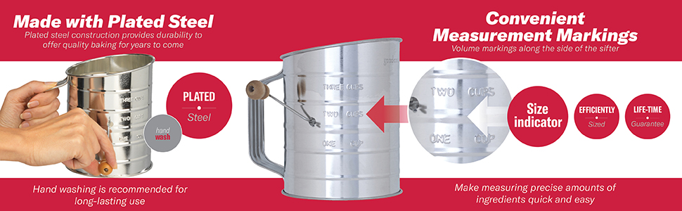 GoodCook Everyday Hand Crank Sifter with Wood Knob, 3 Cup Capacity