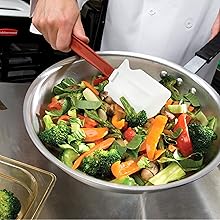 Rubbermaid Commercial Products High Heat Resistant Silicone Heavy Duty Spatula/Food Scraper 9.5-Inch 500°F Heat Resistant Red Handle for Baking/Cooking/Mixing Commercial Dishwasher Safe