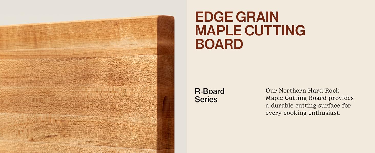 John Boos R-Board Series Rectangular Wooden Maple Cutting Board 20”x15” – 1.5” Thick, 12-lb Reversible Butcher Block with Edge-Grain & Finger Grips – Made in the USA