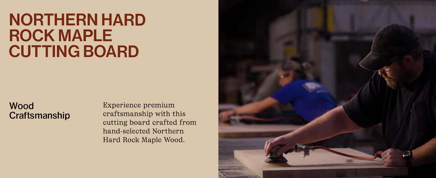 John Boos R-Board Series Rectangular Wooden Maple Cutting Board 20”x15” – 1.5” Thick, 12-lb Reversible Butcher Block with Edge-Grain & Finger Grips – Made in the USA