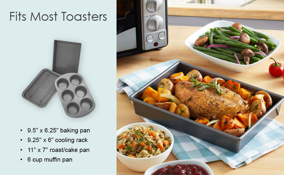 Chicago Metallic Professional 4-Piece Non-Stick Toaster Oven Set