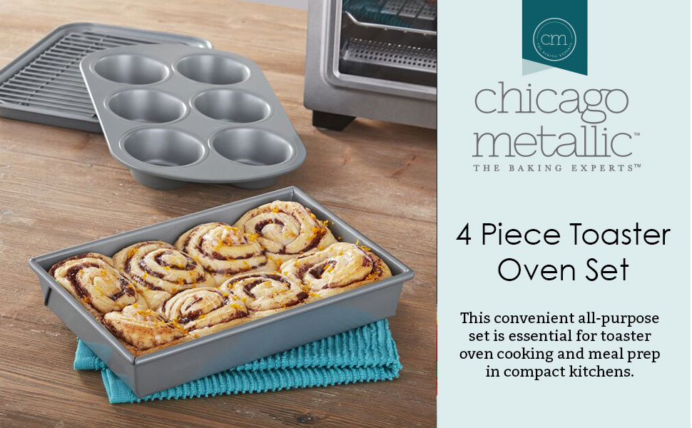 Chicago Metallic Professional 4-Piece Non-Stick Toaster Oven Set