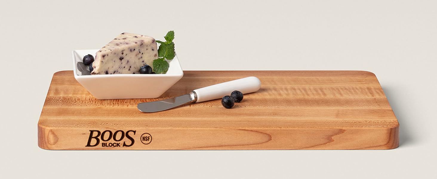 John Boos Chop-N-Slice Series Rectangular Maple Cutting Board, 16" x 10" x 1", 4.5 lb – Reversible Edge-Grain Butcher Block, Made in the USA