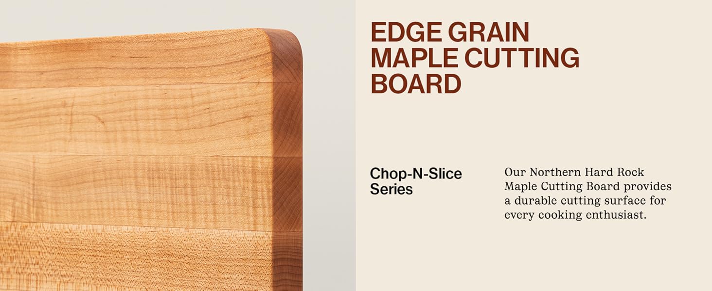 John Boos Chop-N-Slice Series Rectangular Maple Cutting Board, 16" x 10" x 1", 4.5 lb – Reversible Edge-Grain Butcher Block, Made in the USA
