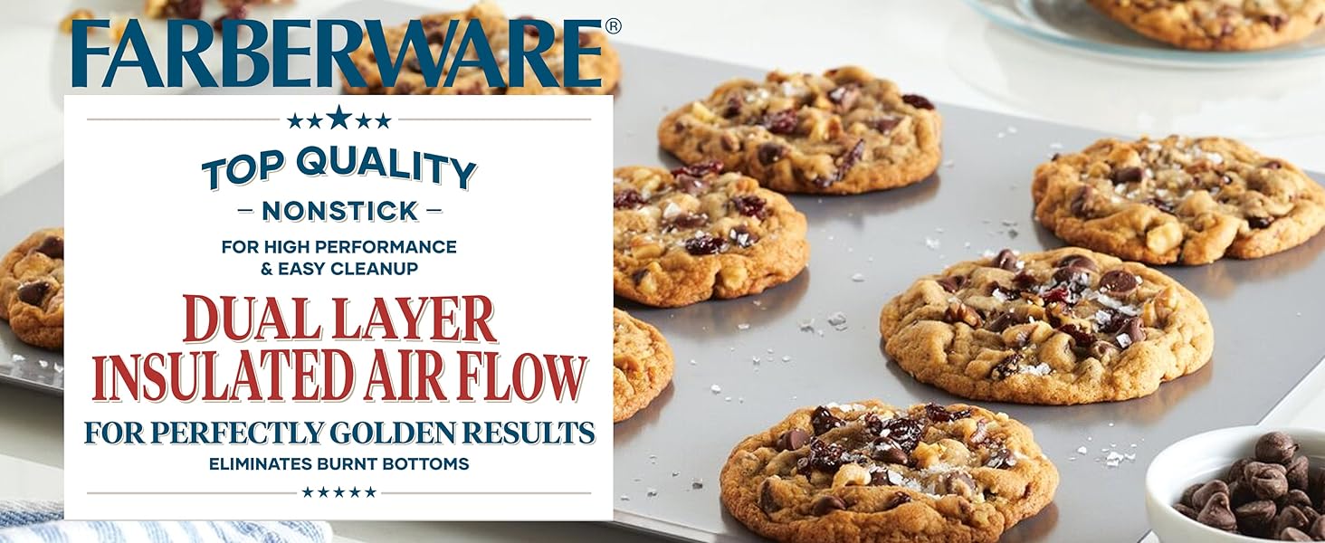 Farberware Insulated Nonstick Bakeware 14-Inch x 16-Inch Jumbo Cookie Sheet, Light Gray