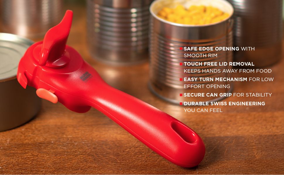 Kuhn Rikon Auto Safety LidLifter/Can Opener with Ring Pull, 8 x 2.5 x 2.75 inches, Black