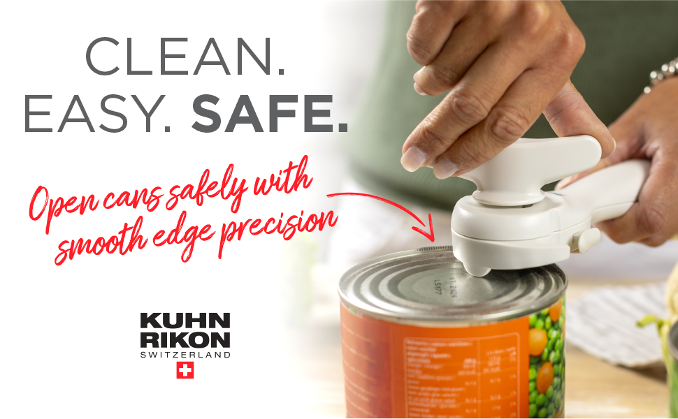 Kuhn Rikon Auto Safety LidLifter/Can Opener with Ring Pull, 8 x 2.5 x 2.75 inches, Black