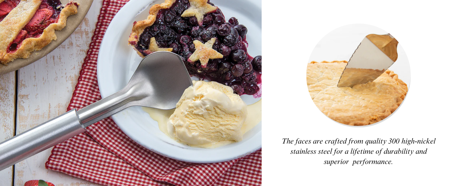 Rada Cutlery Pie A'La Mode Gift Set (S44), 2-Piece Ice Cream Scoop and Serrated Pie Server Set, Silver Handle