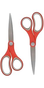 Westcott 8” Titanium Bonded Scissors with Adjustable Glide and Soft Handle, 2-Pack- Durable Multipurpose Scissors for Office, Home, and School Use, Sharp Precision Blades for Everyday Cutting